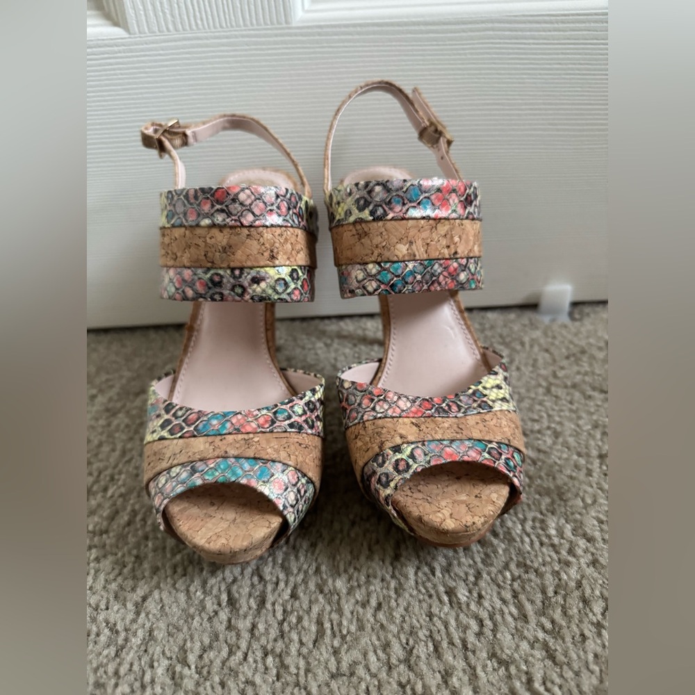 Colorful Cork Platform Sandals